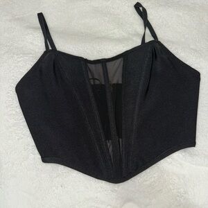 Black Corset Top with Sheer Center